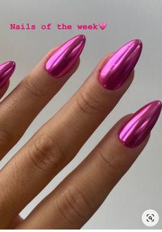 Neon Pink Chrome Nails, Dark Pink Chrome Nails, Bright Pink Chrome Nails, Hot Pink Chrome Nails, Pink Chrome Nails, Pink Chrome, Snowflake Nails, Nails Pink, Pink Nail