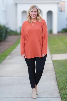 Curved Hem Slouchy Dolman Tunic, Rust – Chic Soul Long Sleeve Brown Tunic For Fall, Brown Long Sleeve Tunic For Fall, Casual Batwing Sleeve Tunic For Fall, Rust Long Sleeve Tops For Fall, Plus Size Tunics, Chic Soul, Rust Color, Off Duty, Fall And Winter