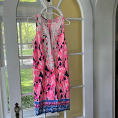 Lily Pulitzer Flamingo Dress. Size 4. No Tags But Never Worn. Sleeves With Race Back. Mid- Length. Super Cute Fabric! Pink Floral Print Sleeveless Dress For Beach, Pink Floral Print Sleeveless Dress For The Beach, Pink Sleeveless Dress For Vacation, Sleeveless Pink Dress For Vacation, Pink Sleeveless Casual Dress For Vacation, Casual Pink Sleeveless Dress For Vacation, Irene Dress, Flamingo Dress, Mango Dress