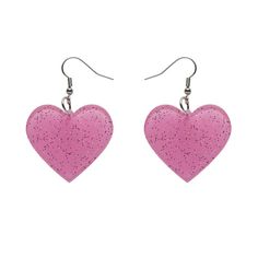 ERSTWILDER SOLID HEART GLITTER RESIN DROP EARRINGS IN PINK Designed in Melbourne, Australia Belle Fleur Boutique is an authorized US Retailer of authentic Erstwilder products COLOR: Pink DESCRIPTION: "Follow your heart! These solid heart-shaped Erstwilder Essentials drop earrings are made with pink glitter resin. They make for that perfect pop of colour to compliment your outfit, or to match with your favourite resin or acrylic brooch or necklace" (Erstwilder). INFO: Heart Measurements: 35mm x25 Trendy Pink Heart Earrings For Gift, Trendy Pink Heart Earrings As Gift, Pink Glitter Earrings For Valentine's Day, Trendy Pink Dangle Heart Earrings, Valentine's Day Pink Glitter Earrings, Pink Glitter Heart Earrings For Party, Pink Glitter Jewelry For Valentine's Day, Trendy Pink Heart Print Earrings, Valentine's Day Pink Glitter Jewelry