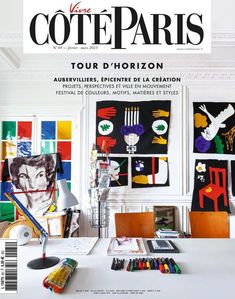 the front cover of an art magazine with artwork on it's walls and paintings