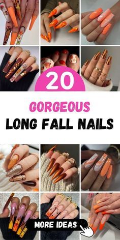 Long Fall Nails 2024, Thanksgiving Nails Acrylic Long, Thanksgiving Nails Coffin Shape, Coffin Shaped Fall Nails, October Nails Coffin, Trending Fall Nails 2024, November Coffin Nails, Fall Stiletto Nails Design 2024, Dope Nail Designs Almond