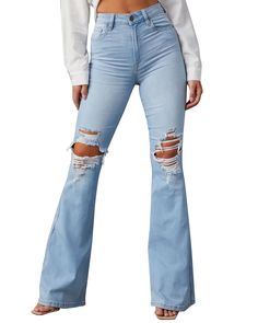 Upgrade your wardrobe with the FZ Women's High Waist Flare Ripped Distressed Denim Pants. These stylish and versatile pants are both cute and sexy, making them the perfect addition to any outfit. With a high waist design and trendy distressed style, these pants will flatter your figure while keeping you on-trend. Elevate your fashion game today! Material: COTTON Material: POLYESTER Elasticity: Slight Stretch Fabric Type: Stripe Length: full length Fit Type: SKINNY Style: Streetwear Decoration: Button Decoration: Pockets Decoration: hollow out Jeans Style: FLARE PANTS Waist Type: high Item Type: JEANS Gender: WOMEN Size Size(Skirt) Waist Length Hip S S 26.38 41.73 38.19 M M 28.35 42.13 40.16 L L 30.31 42.52 42.13 XL XL 32.28 42.91 44.09 XXL XXL 34.65 43.31 46.46 XXXL XXXL 37.01 43.70 48.82 High Waist Ripped Jeans, Ripped High Waisted Jeans, Ripped Jeans Women, Junior Pants, Ladies Jeans, Streetwear Jeans, Slim Style, Winter Jeans, Women Street