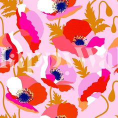 an image of colorful flowers on pink background