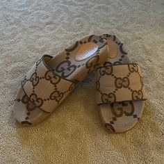 Gucci Maxi Gg Canvas Slide. Mens Size 9 Worn Twice Brand New With Box Gucci For Men, Gucci Slides, Men Slides, Shoes Gucci, Gucci Men, Gucci Shoes, Slip Ons, Loafer Shoes, Men's Shoes