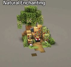 Minecraft Building Ideas No Mods, Minecraft Building Ideas Overgrown, Minecraft Open House, Armor Room Minecraft Ideas, Enchant Area Minecraft, Minecraft Pedestal, Overgrown Enchantment Area Minecraft, Magical Minecraft Builds Easy, Enchantment Table Ideas Minecraft