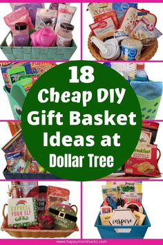 Fun & Cheap DIY Gift Basket Ideas with Dollar Tree | Happy Mom Hacks Christmas Basket Theme Ideas, Cheap Housewarming Gift Ideas, Cheap Silent Auction Basket Ideas, Dollar Tree Birthday Gift Ideas, Easy Raffle Basket Ideas, Gift Bag Ideas For Adults, Adult Gift Bag Ideas, Unique Raffle Basket Ideas Fundraising, Dollar Tree Gift Basket Ideas