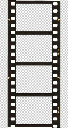 a black and white film strip on a transparent background