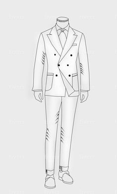 Mens Suit Drawing, Men In Suit Illustration, Male Silouhette Drawing, Mens Wear Sketch, Mens Formal Wear Illustration, Male Outfit Sketch, Mens Fashion Drawing, Suit Sketch Drawings, Mens Fashion Sketches