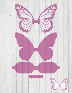 a pink butterfly with sunglasses on it's face and two butterflies above the glasses