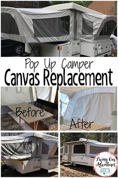 the top up camper canvas retracement before and after it was installed