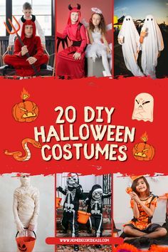 20 diy halloween costumes for kids and adults to make them look like they are in the