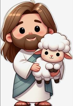 jesus holding a sheep in his arms