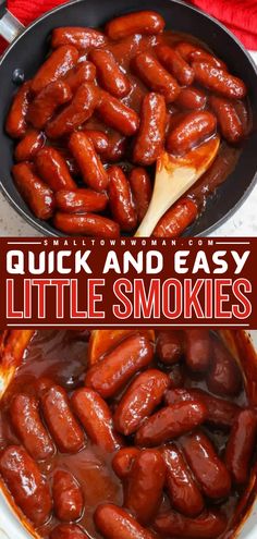 An easy party snack featuring little smoked sausages! It's also a 4th of July appetizer you can make in the crock pot, on the stovetop, or in the oven. Cooked in a slightly spicy BBQ glaze, these little smokies are addicting! Lil Smokies Recipes, Little Smokies Recipes, Smokies Recipe, Little Smokies, Best Appetizer, Crockpot Appetizers, July Recipes