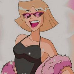 a cartoon girl wearing sunglasses and holding a teddy bear