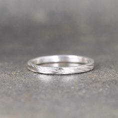 2mm Hammered Bark Texture Wedding Band Sterling by ASecondTime