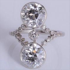 Antique " Toi et Moi" 4.30 cwt diamond ring platinum 900 circa 1910 Diamond Ring Platinum, Sterling Silver Promise Rings, Wholesale Silver Jewelry, Sterling Silver Engagement Rings, Deco Ring, Art Deco Ring, Silver Diamonds, Moissanite Engagement, Diamond Wedding