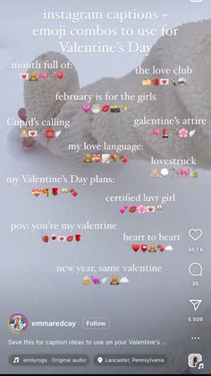 the valentine's day poem is displayed on an iphone screen, with hearts attached to it