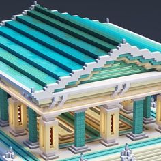 an architectural model of a building with columns