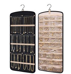 two black and one white wall hanging jewelry organizer