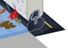 an illustration of a leaf vacuum cleaning the ground with leaves on it and falling from its top