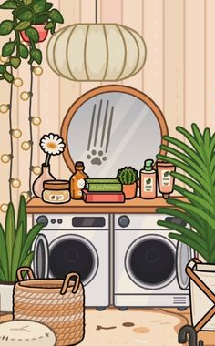 an image of a room with plants and pots on the stove top burners in it