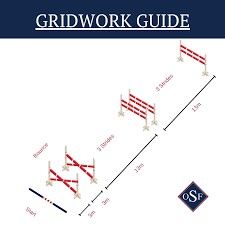 the gridwork guide is shown in blue and white, with red bars on each side