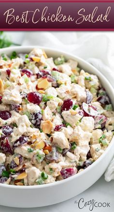 chicken salad with almonds, and cranberries Ultimate Chicken Salad, Chicken Salad Recipe With Almonds, Cranberry Almond Chicken Salad, The Best Chicken Salad, Grape Salad Recipe, Best Chicken Salad, Best Chicken Salad Recipe, Cranberry Chicken Salad, Chicken Salad With Grapes