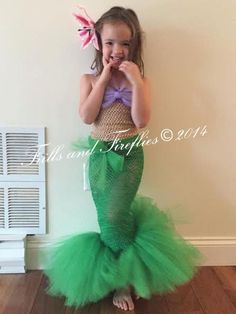 Little Mermaid Tutu Costume Set w/Flower Hair Clip, Tail is ... Dark Costumes, Mermaid Halloween, Halloween Clothing