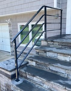 a set of stairs leading up to a house