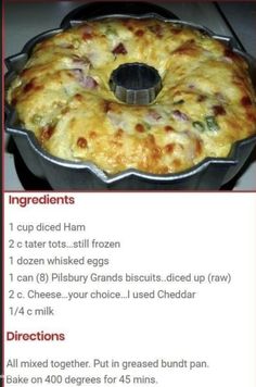 the instructions for how to make an egg casserole