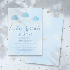 Twinkle Sprinkle Little Star Boy Blue Baby Shower Invitation Stars Gender Reveal, Twinkle Sprinkle, Boy Shower Invitations, Star Boy, New Baby Announcements, Couples Shower Invitations, Baby Shower Supplies