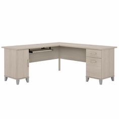 an l shaped desk with two drawers on each side