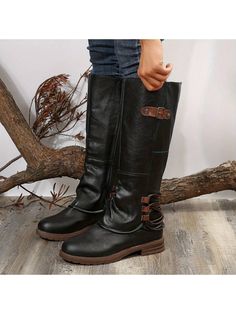 New Autumn/Winter Side Zipper Waterproof High Shaft Chunky Heel Riding Boots, Big Size Women  Boots Black         Women Shoes, size features are:Bust: ,Length: ,Sleeve Length: Ladies Long Boots, Ridding Boots, Trendy Boots, Faux Leather Heels, Comfortable Boots, Black Boots Women, Long Boots, Mid Calf Boots, Waterproof Boots