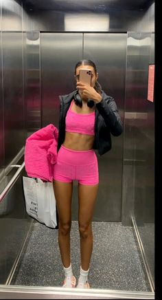 Summer Workout Outfits, Look Legging, Pink Workout