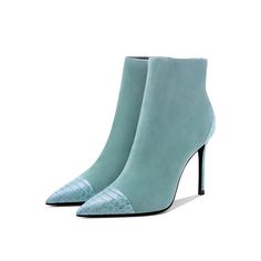 TAAFO Turquoise Vegan Suede Boots Stiletto Heel Pointy Toe Ankle Boots US 3 / EU 33-Turquoise Cowboy Shoes, Dance Heels, Boots Square Toe, Suede Boots Knee High, Wedge Boots, Suede Boots, Stiletto Heel, Knee High Boots, High Boots