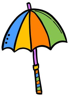 an open umbrella with colorful stripes on the outside and inside is shown in black, yellow, green, blue, orange, and pink