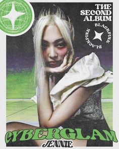 an advertisement for the second album, cyberglan featuring a woman with white hair and makeup