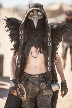 Burning Man Style, Apocalypse Fashion, Wasteland Warrior, Post Apocalyptic Costume, Bird Mask, Wasteland Weekend, Mode Steampunk, Burning Man Fashion