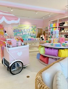 an ice cream cart in the middle of a store