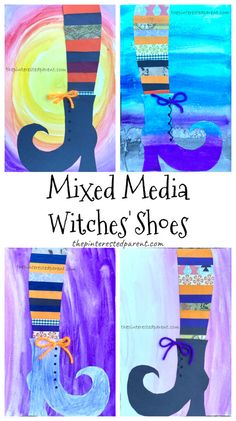 mixed media witches shoes with text overlay