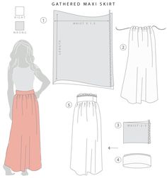 the sewing pattern is shown, and it shows how to make an easy skirt for women