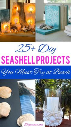 the words 25 diy seashell projects you must try at beach