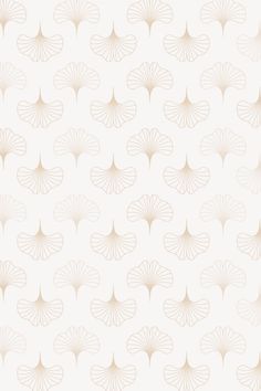 a white and beige wallpaper with large fan shaped leaves on it's side