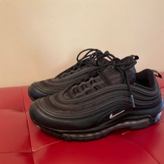 Gently Worn Runs Small: We Recommend Sizing Up For A More Comfortable Fit Nike Red Sneakers, Nike Air Max 97 White, Nike Air Max 97 Black, Nike Air Max 2, Nike Air Max Mens, Nike Air Max Thea, Top Sneakers Women, Nike Air Max For Women, White Sneakers Women