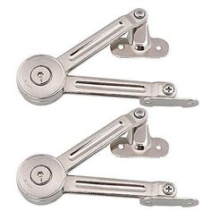 two chrome plated latches on white background