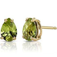 Shine Jewelry, Peridot Earrings, Solitaire Studs, Classic Earrings, Peridot Gemstone, Green Peridot, Special Jewelry, Pure Gold, Pear Cut