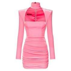 Long-sleeve mini dress with a cuffed neckline and ruched skirt.Cuff neckLong sleeveCentre back zipRuched skirtLinedPolyester/spandexDry cleanImported Mini Dress Runway, Alex Perry, Mini Dresses Online, Mini Velvet Dress, Kpop Fashion Outfits, Stage Outfits, Kpop Outfits, Kpop Fashion, Look Fashion