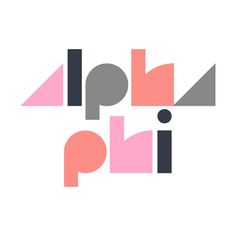 the logo for an art project with geometric shapes and colors, including black, pink, grey