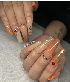 Cute idea for fall! Coffin Design, Nails Grunge, Fall Nail Art Designs, Grunge Nails, Cat Eye Nails, Fall Inspo